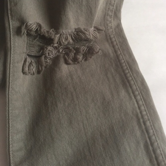 NWOT 7FAM Green Ankle Straight Distressed Jeans - Picture 3 of 6